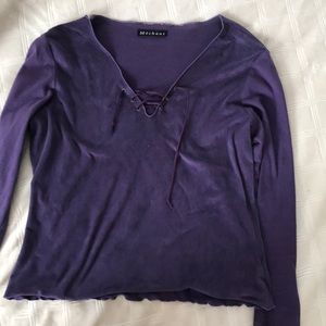 Mēchant purple long sleeve lace up shirt